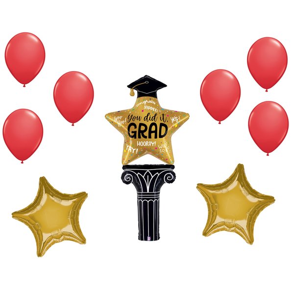 Loonballoon Graduation Grad Theme Balloon Set, 5.5 Foot Grad Star Column Special Delivery Balloon, Star Foil 97242